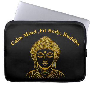 Golden Buddha Statue in Calm Setting Laptop Sleeve