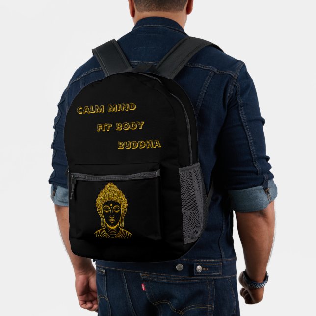 Golden Buddha Statue in Calm Setting Printed Backpack (Insitu (Model))