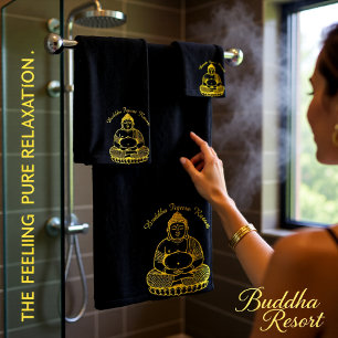 Golden Buddha Statue in Meditation Bath Towel Set