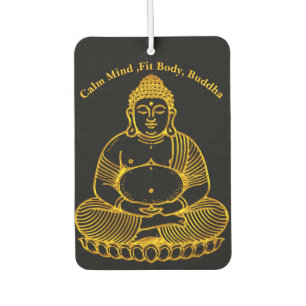 Golden Buddha Statue Meditating in Peaceful Pose Car Air Freshener
