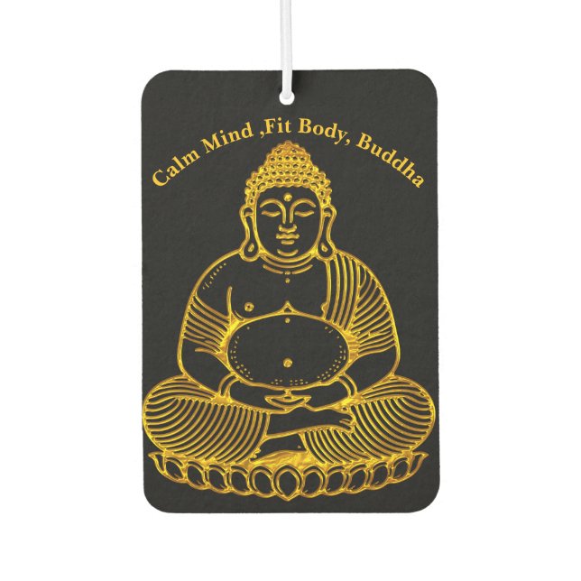 Golden Buddha Statue Meditating in Peaceful Pose Car Air Freshener (Front)