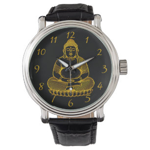 Golden Buddha Statue Meditating in Peaceful Pose Watch