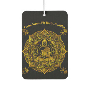 Golden Buddha Surrounded by Intricate Patterns Car Air Freshener