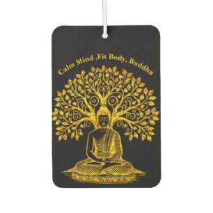 Golden Buddha Under a Tree in Peaceful Meditation Car Air Freshener