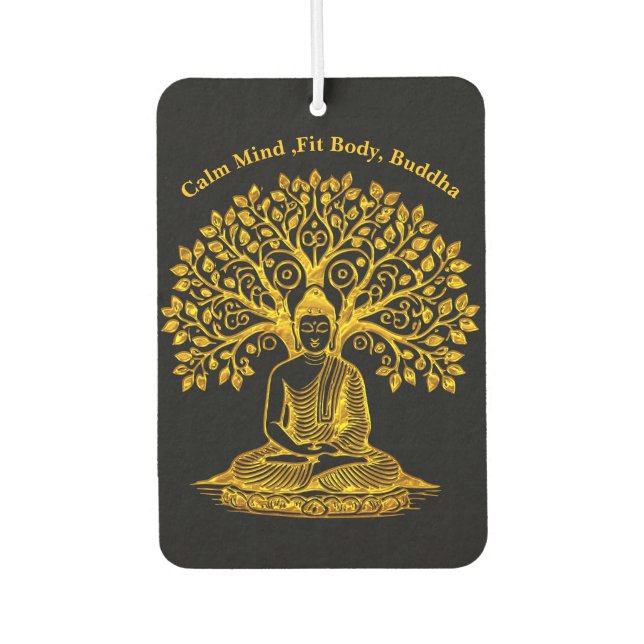 Golden Buddha Under a Tree in Peaceful Meditation Car Air Freshener (Front)