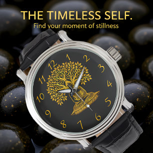 Golden Buddha Under a Tree in Peaceful Meditation Watch