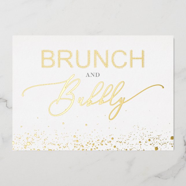 Golden Budget Brunch & Bubbly Quote Bridal Shower (Front)