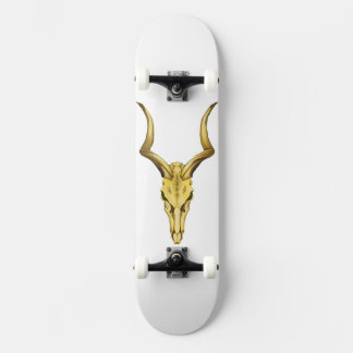 Golden buffalo skull skateboard