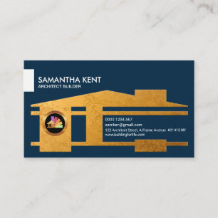 Golden Builder Architect Home Faux Gold Icon Business Card