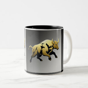 Golden Bull – Strength & Prosperity Emblem Two-Tone Coffee Mug