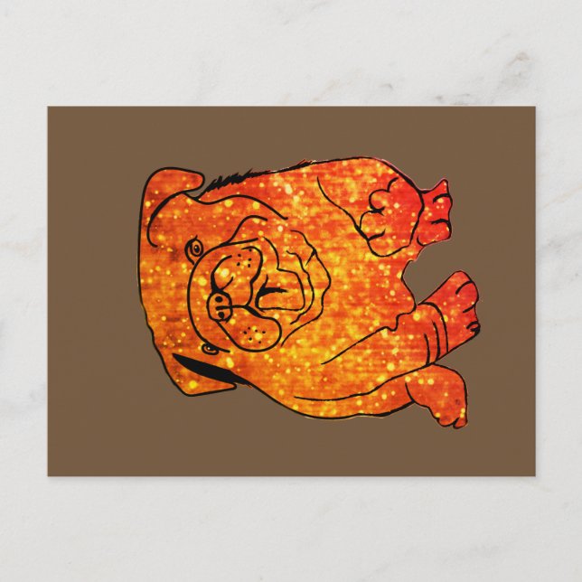 Golden Bulldog  Art Postcard (Front)