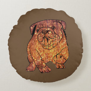 Golden Bulldog Brushed Polyester Roundcushion Round Cushion