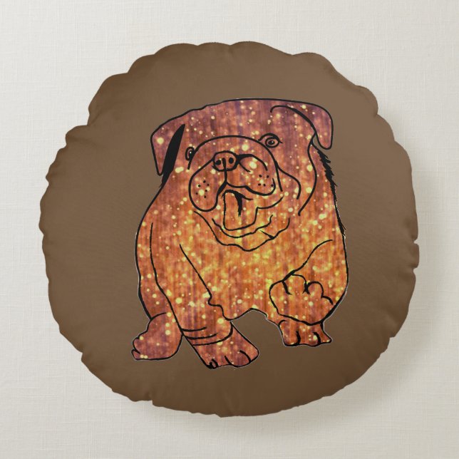 Golden Bulldog   Brushed Polyester Roundcushion Round Cushion (Front)