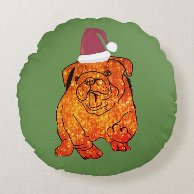 Golden Bulldog New Year Round cushion (Front)