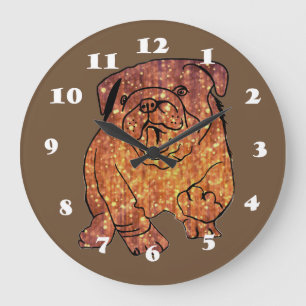 Golden Bulldog  Round (Large) Wall Clock