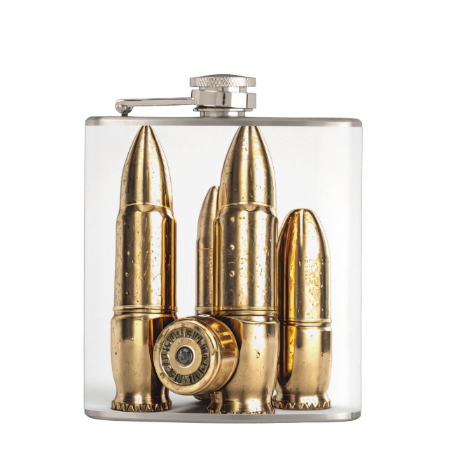 Golden Bullets on My Pocket #2 Hip Flask (Front)