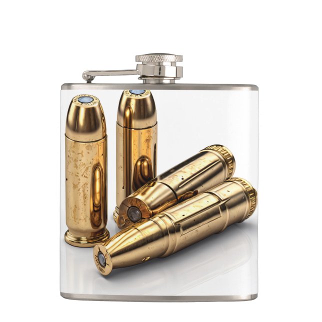 Golden Bullets on My Pocket #3 Hip Flask (Front)