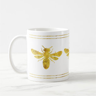 Golden Bumble Bee White Coffee Mug