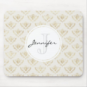 Golden Bumble Bee with a Crown Pattern Mouse Mat