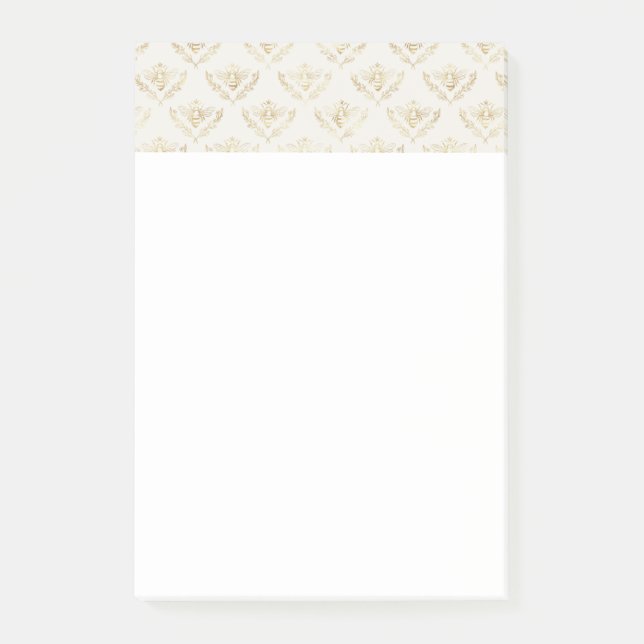 Golden Bumble Bee with a Crown Pattern Post-it Notes (Front)