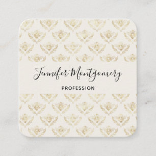 Golden Bumble Bee with a Crown Pattern Square Business Card