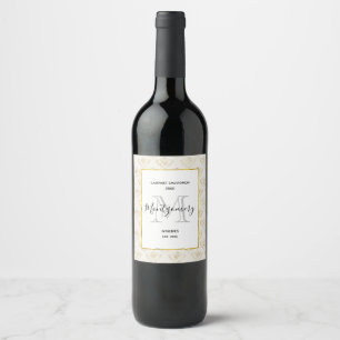 Golden Bumble Bee with a Crown Pattern Wine Making Wine Label