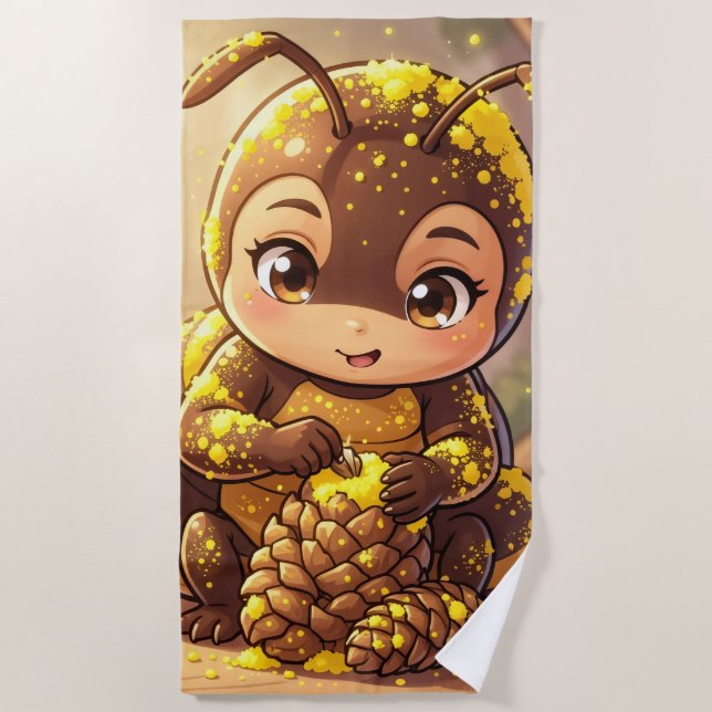Golden Bumblebee in Bloom Dance.12 Beach Towel (Front)