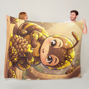 Golden Bumblebee in Bloom Dance.12 Fleece Blanket