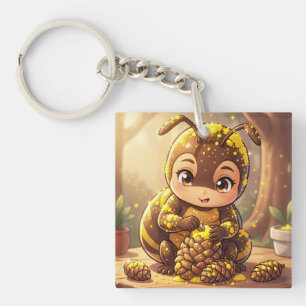 Golden Bumblebee in Bloom Dance.12 Key Ring