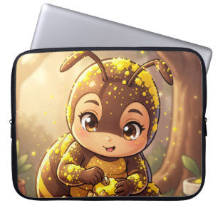 Golden Bumblebee in Bloom Dance.12 Laptop Sleeve