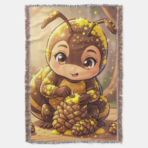Golden Bumblebee in Bloom Dance.12 Throw Blanket