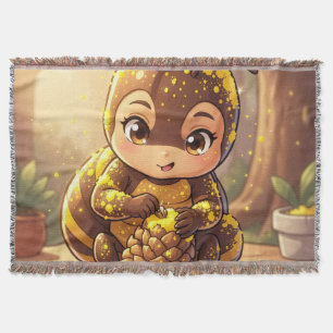 Golden Bumblebee in Bloom Dance.12 Throw Blanket