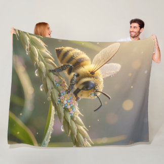 Golden Bumblebee in Bloom Dance.7 Fleece Blanket