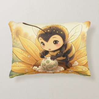 Golden Bumblebee in Bloom Dance.8 Decorative Cushion