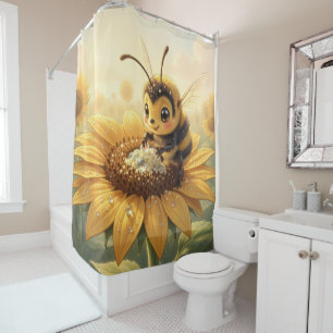 Golden Bumblebee in Bloom Dance.9 Shower Curtain