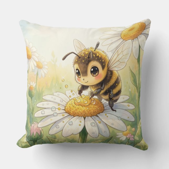 Golden Bumblebee in Bloom Dance Cushion (Front)