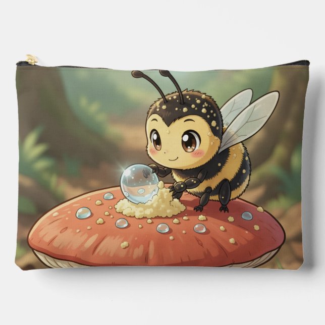 Golden Bumblebee in Floral Dance  Accessory Pouch (Front)