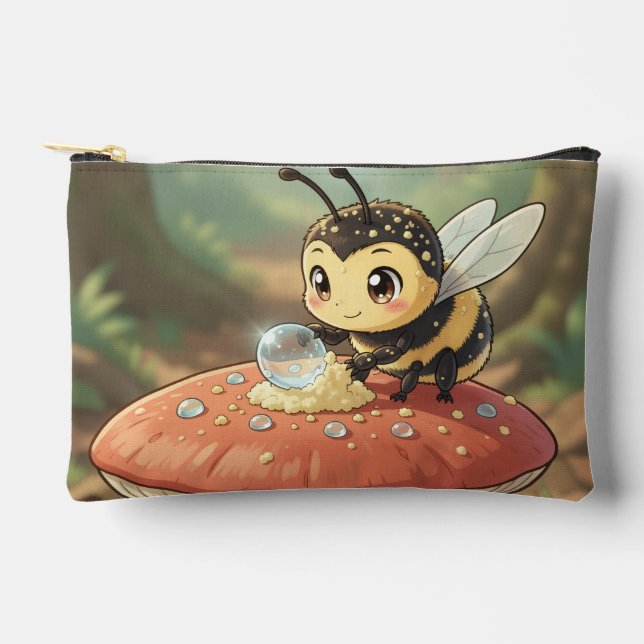 Golden Bumblebee in Floral Dance  Accessory Pouch (Front)