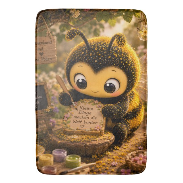 Golden Bumblebee in Flower Dance.10 Bath Mat (Front Vertical)