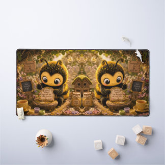 Golden Bumblebee in Flower Dance.10 Desk Mat