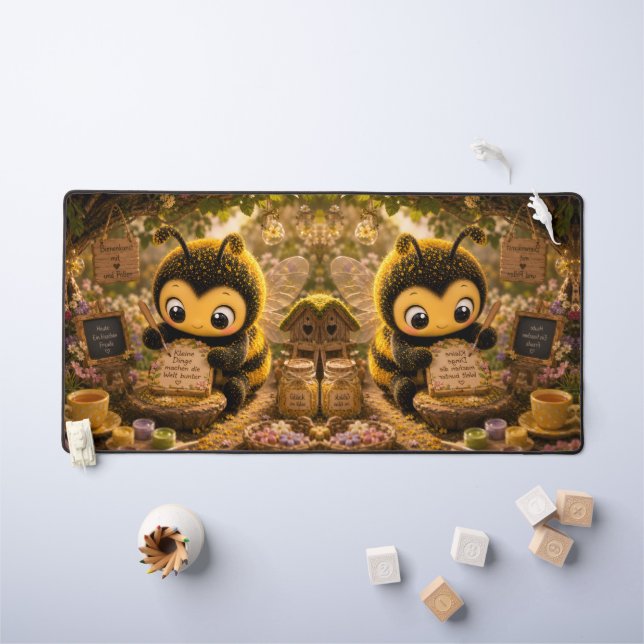 Golden Bumblebee in Flower Dance.10 Desk Mat (Kids Table)