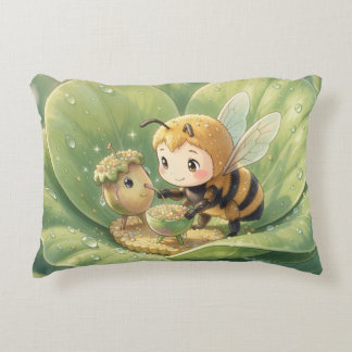 Golden Bumblebee in Flower Dance.3 Decorative Cushion