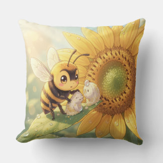 Golden Bumblebee in Flower Dance.4 Cushion