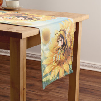 Golden Bumblebee in Flower Dance.7 Short Table Runner
