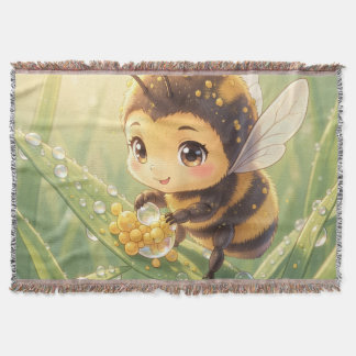 Golden Bumblebee in Flower Dance.8 Throw Blanket