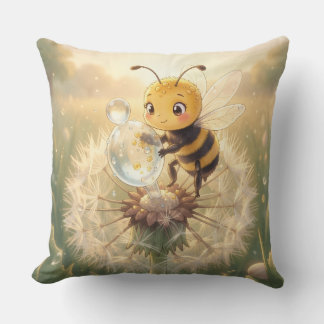 Golden Bumblebee in Flower Dance.9 Cushion