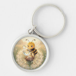 Golden Bumblebee in Flower Dance.9 Key Ring