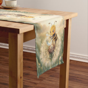 Golden Bumblebee in Flower Dance.9 Short Table Runner