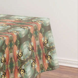 Golden Bumblebee in Flower Dance Tablecloth