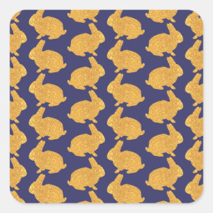 Golden Bunnies Square Sticker